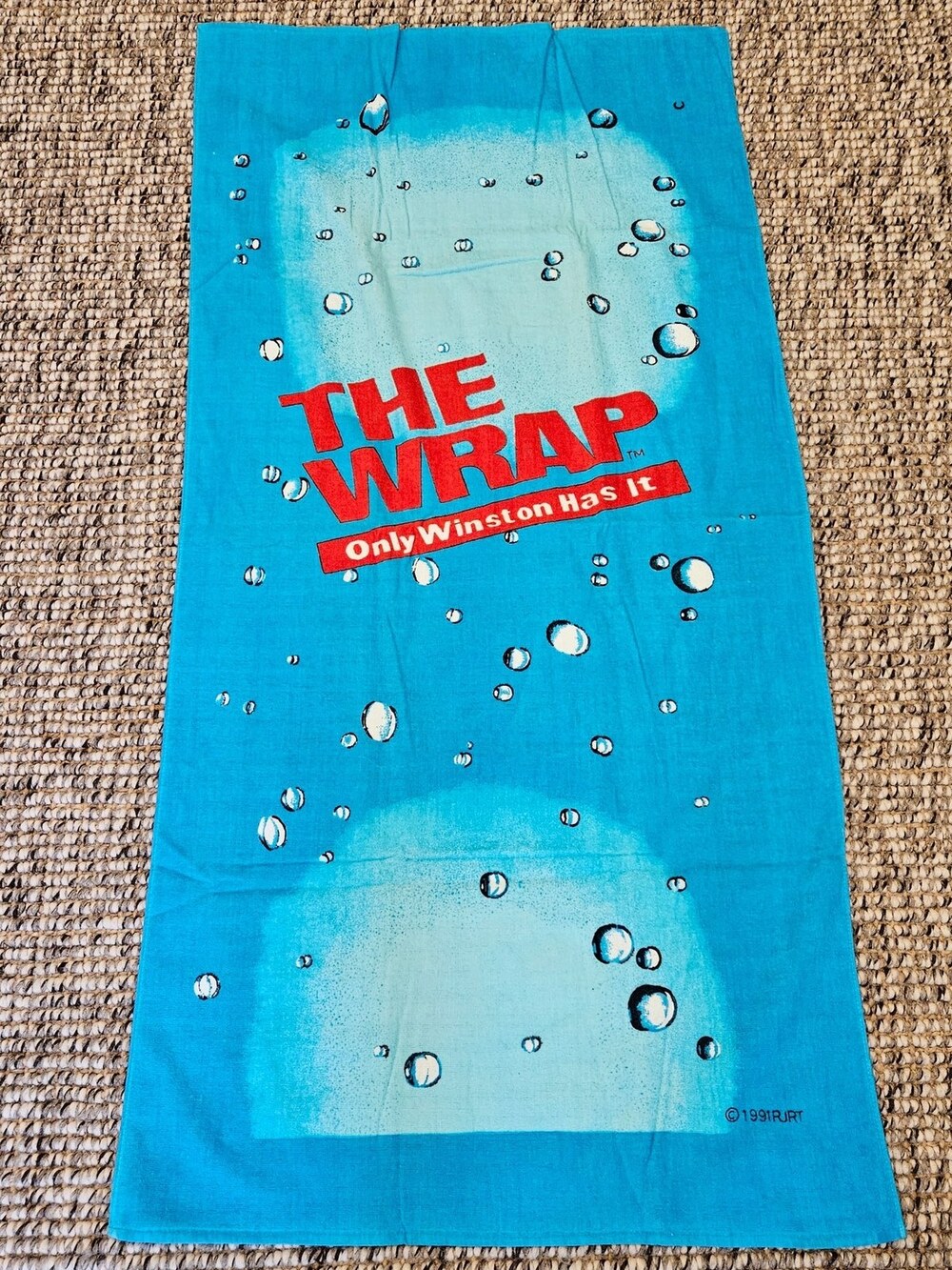 Winston The Wrap 1991 Vintage Beach Towel Teal Blue Size One Size
